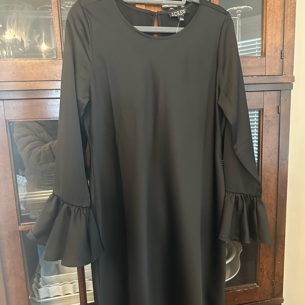 J. Crew Black Dress with Ruffled Sleeves